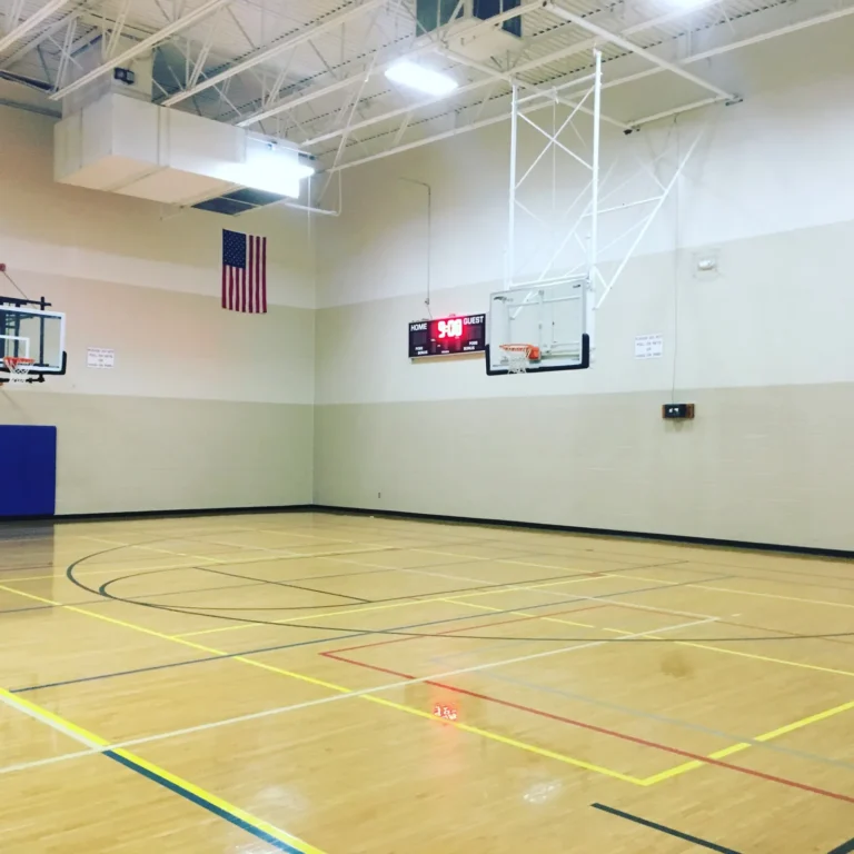 Indoor basketball court at Baxter YMCA, Southside Indianapolis