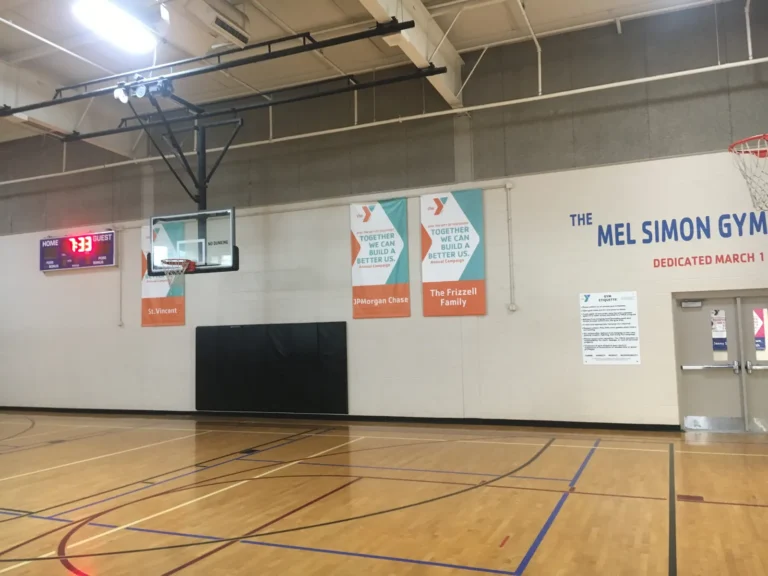 Indoor basketball court at Benjamin Harrison YMCA, Mel Simon Gym, Indianapolis
